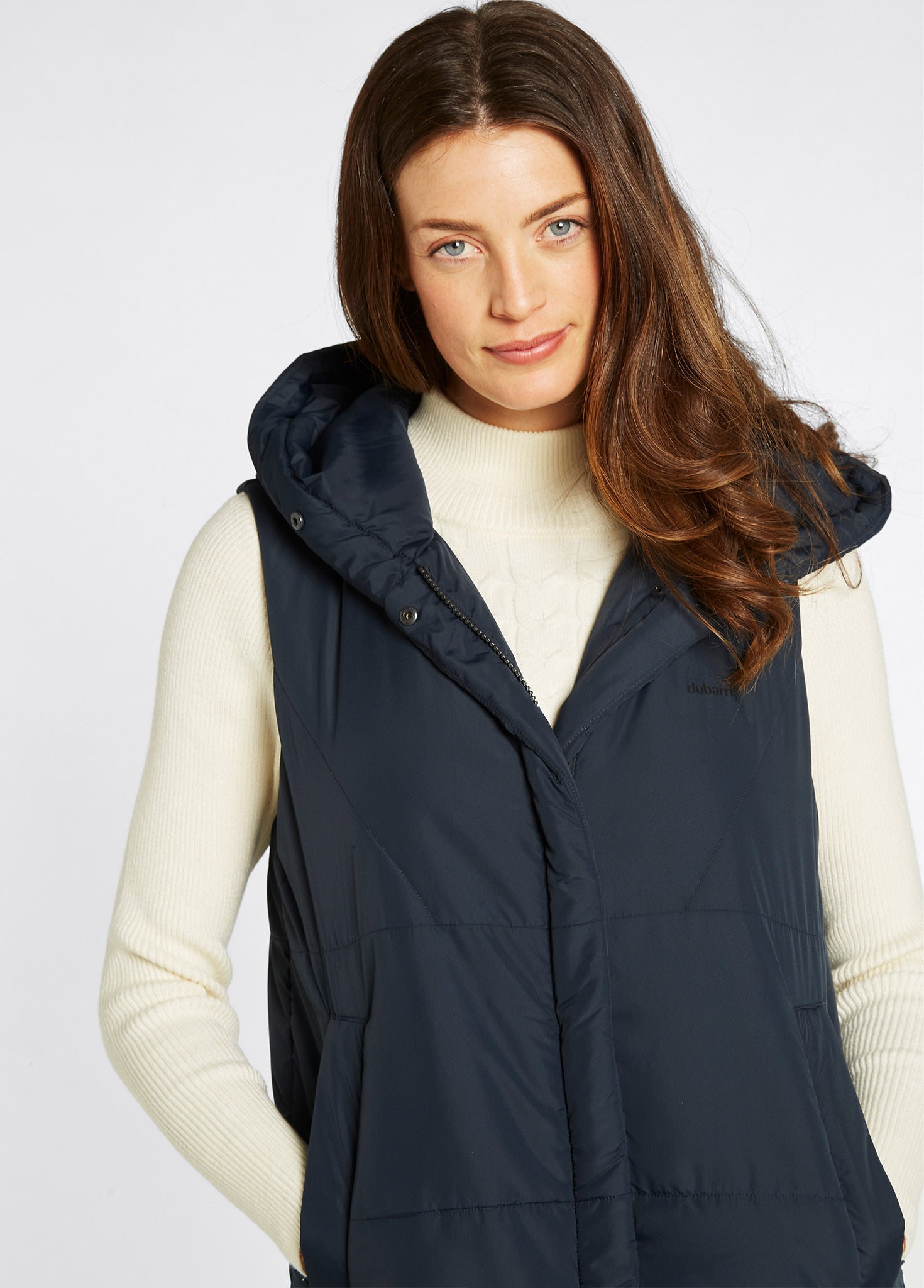 Veste longue matelassée sans manche Ryan Femme - Navy