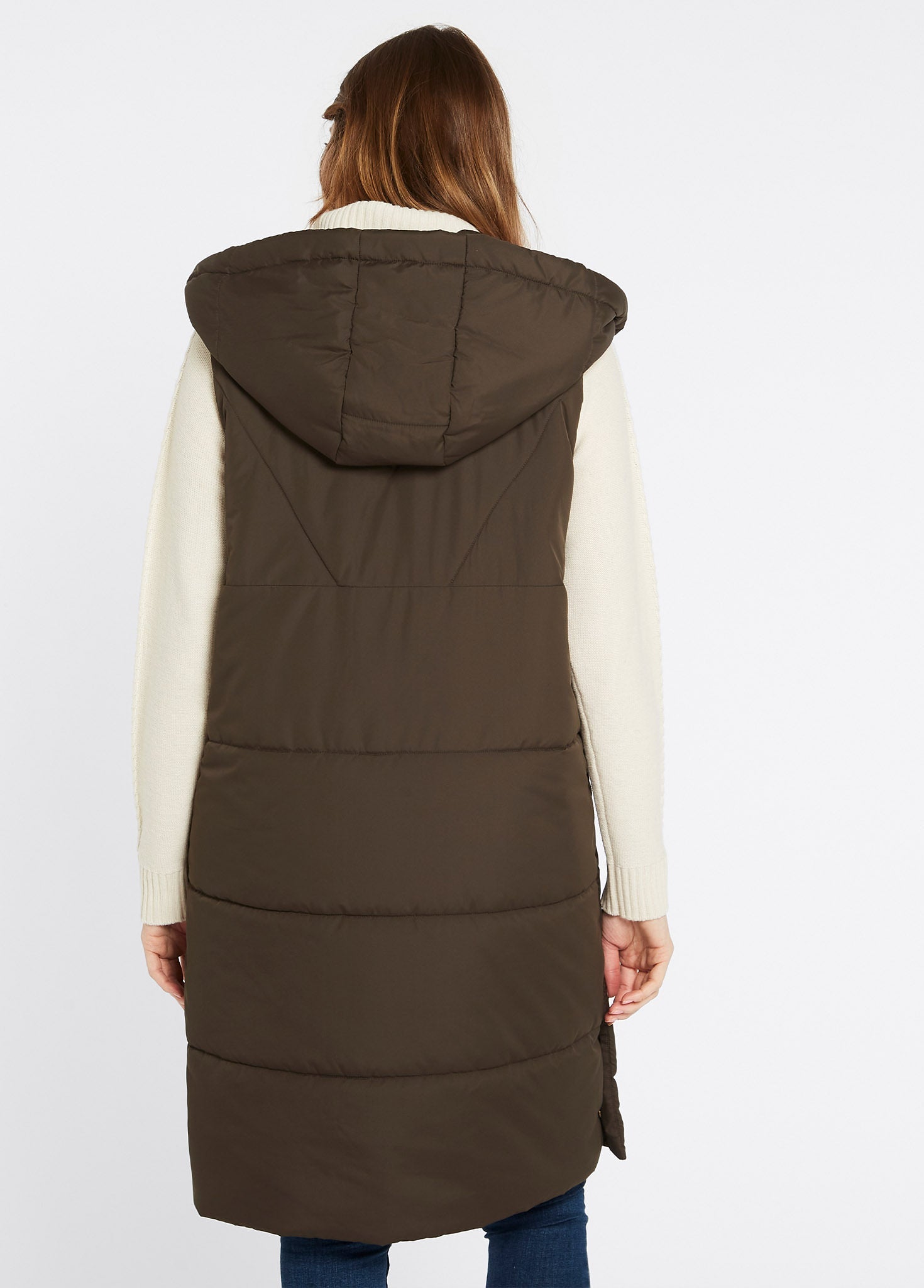 Veste longue matelassée sans manche Ryan Femme - Olive