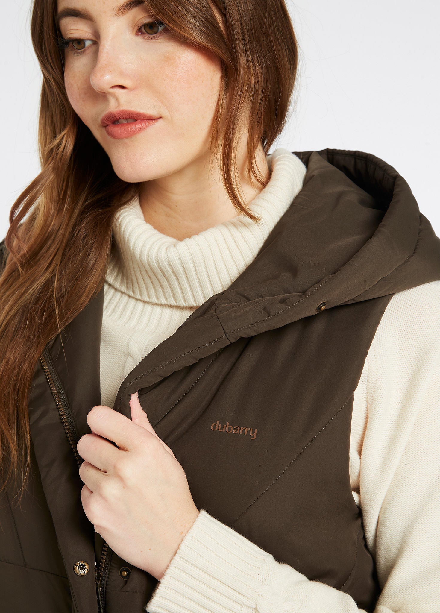 Veste longue matelassée sans manche Ryan Femme - Olive