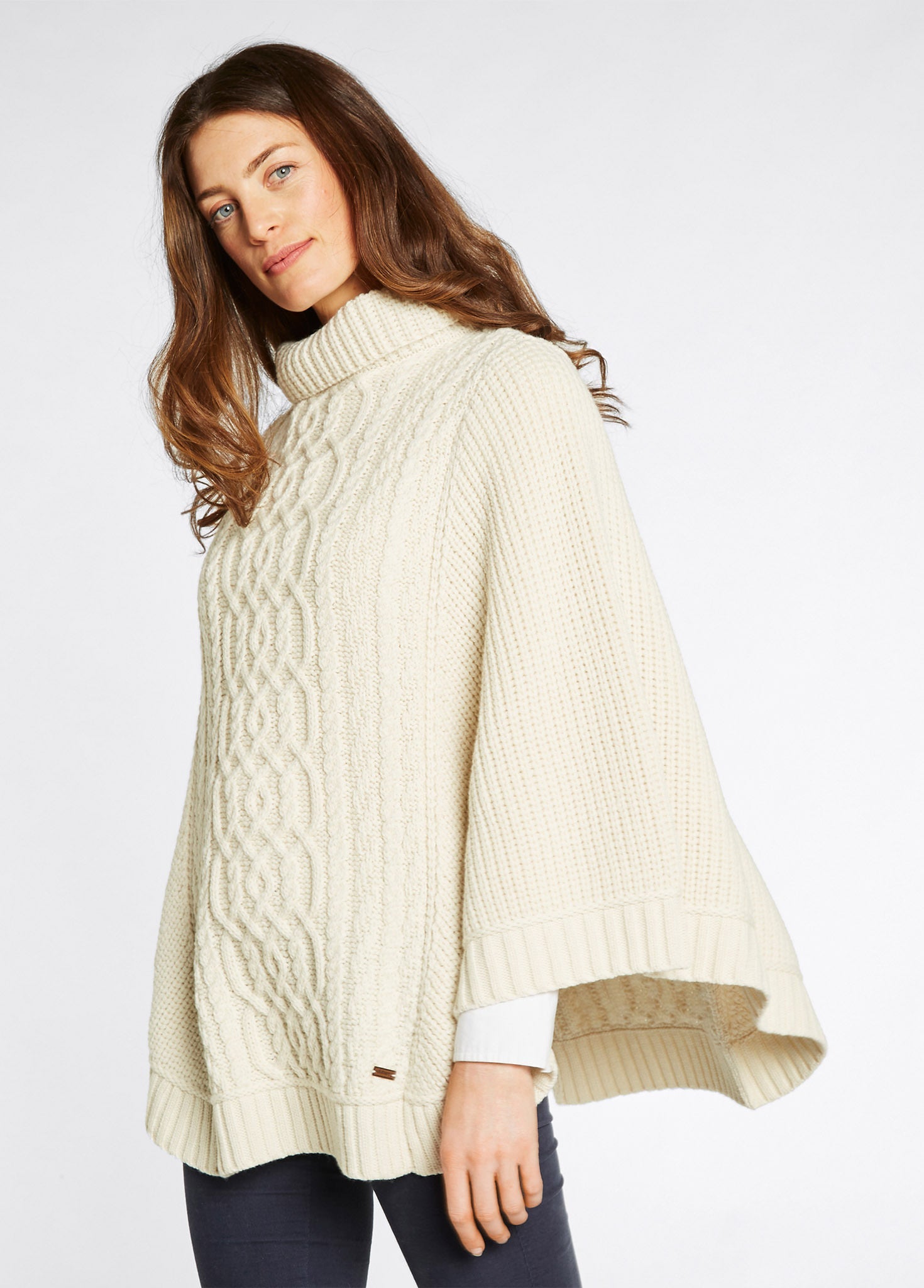Poncho en laine Mérinos Kilronan - Cream