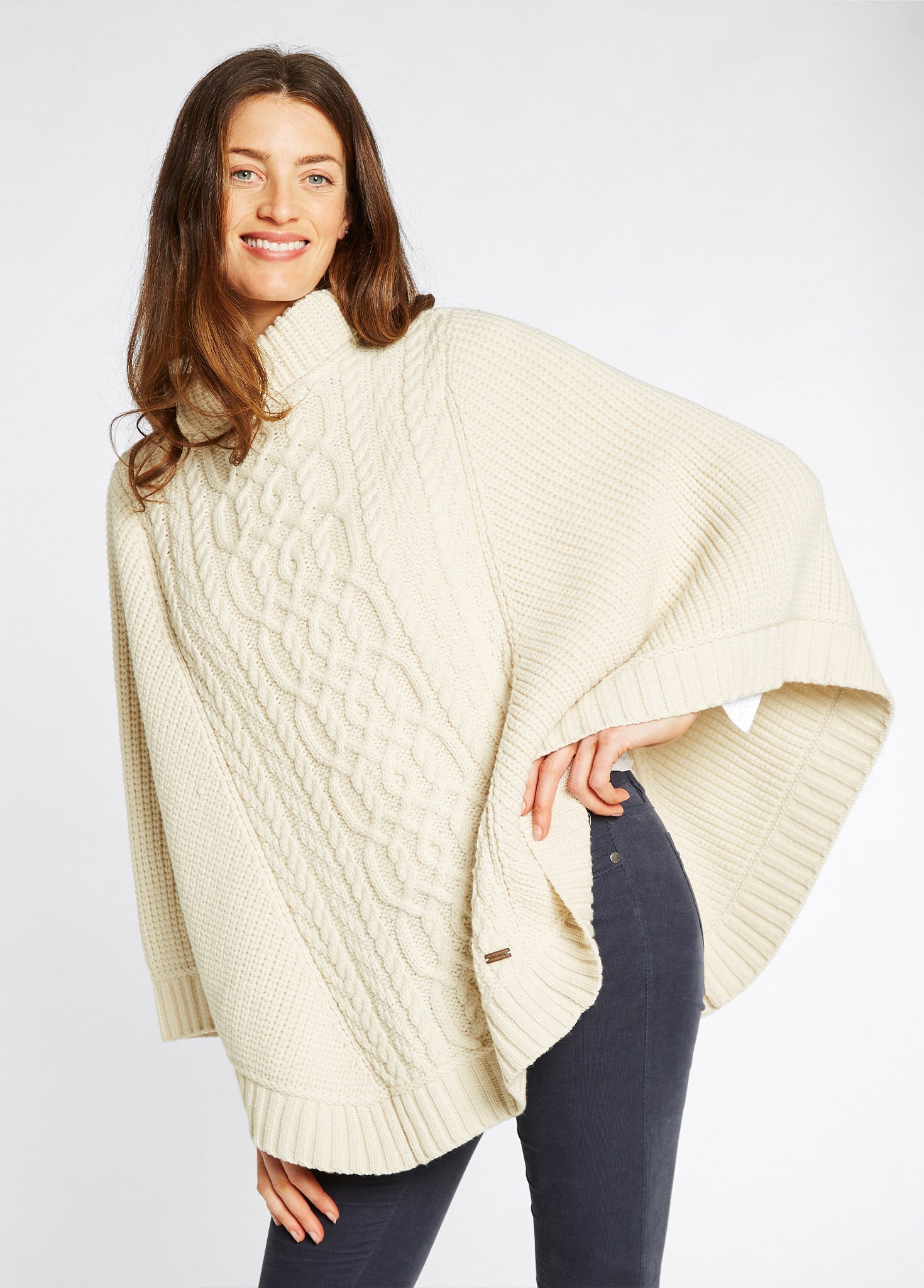 Poncho en laine Mérinos Kilronan - Cream