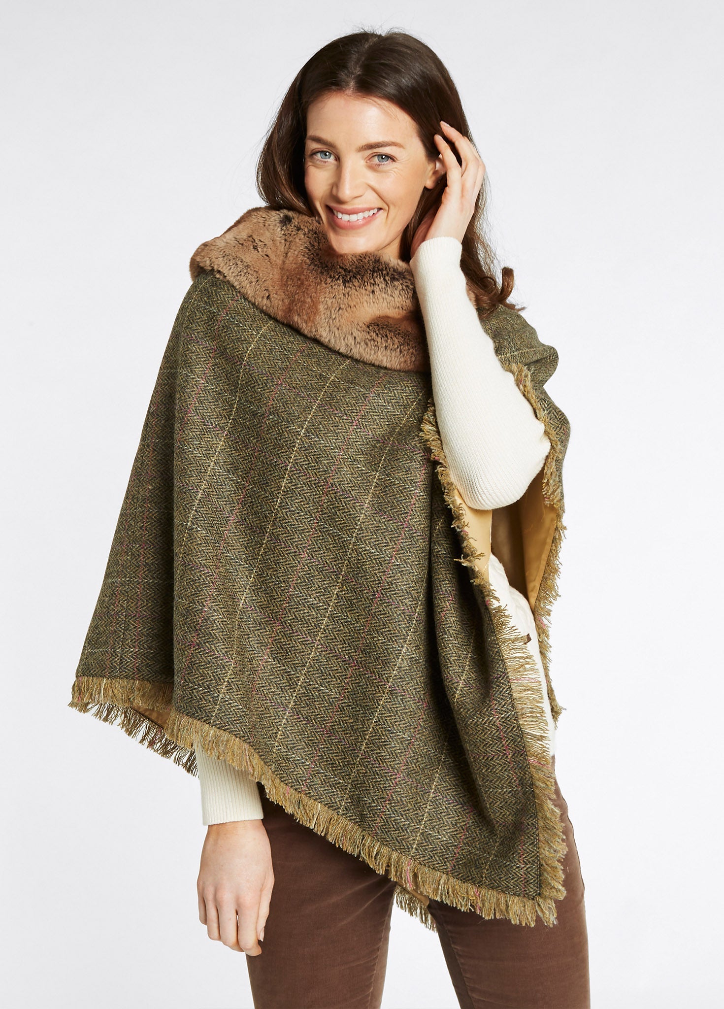 Poncho en tweed  Silverfir - Thistle