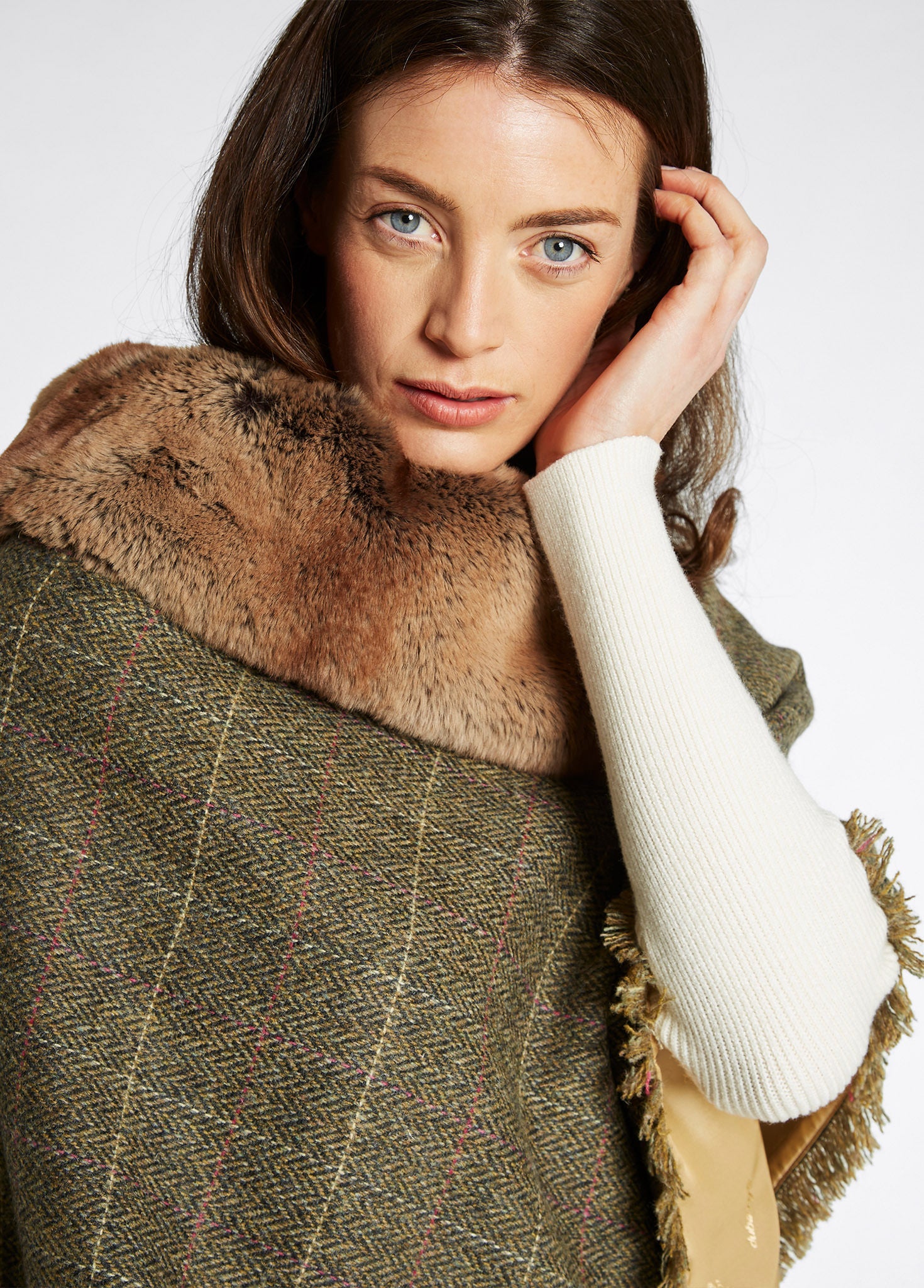 Poncho en tweed  Silverfir - Thistle