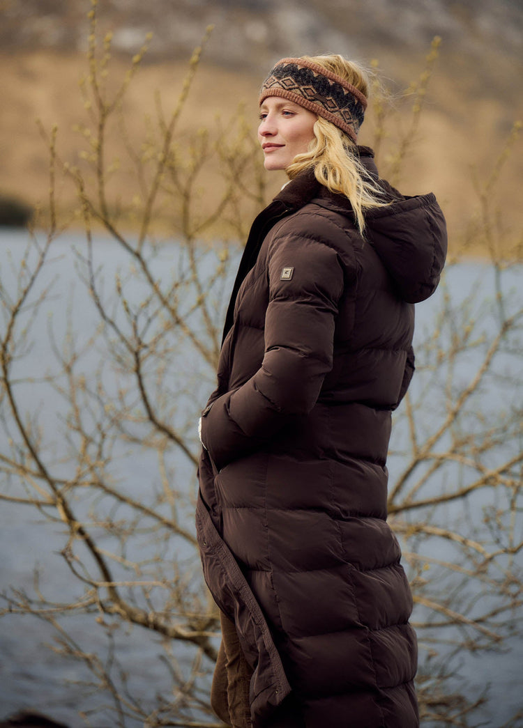 Manteau long en duvet Aldborough - Mahogany