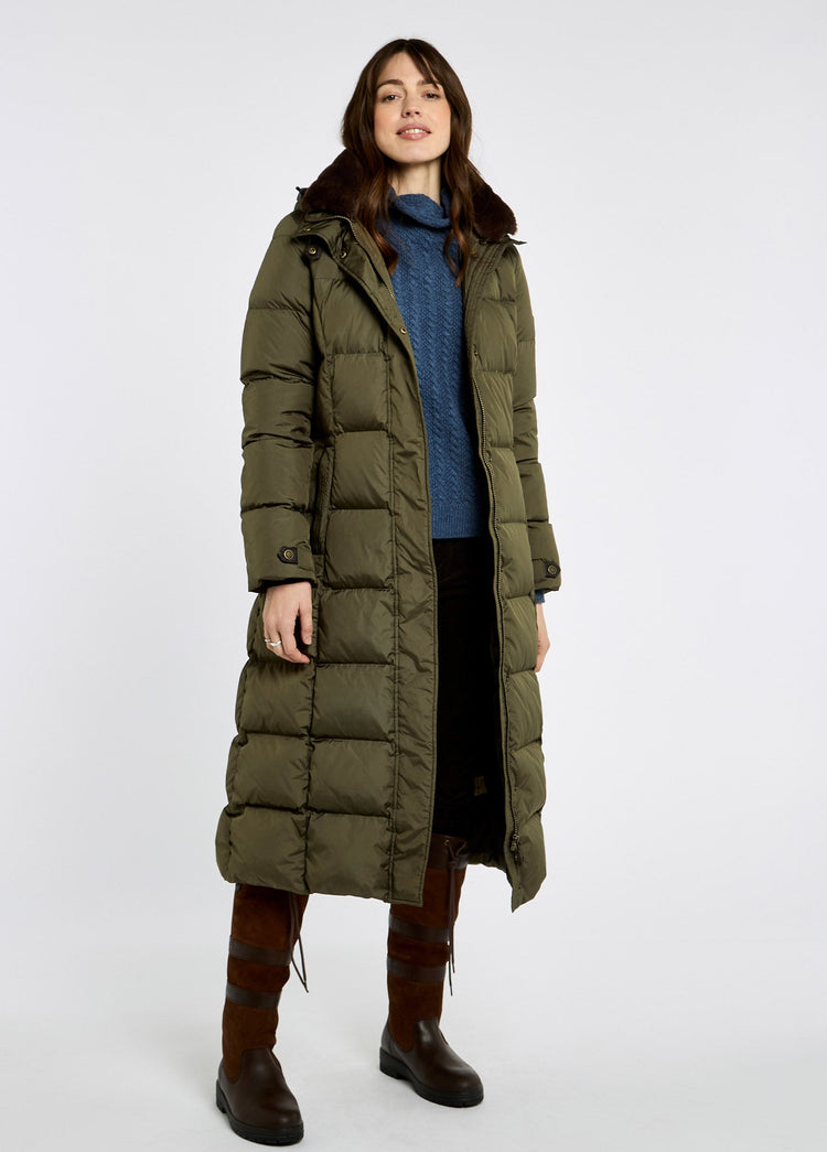 Manteau long en duvet Aldborough - Olive