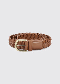 Ceinture tressée en cuir Belmore - Caramel