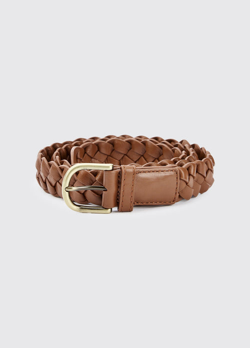 Ceinture tressée en cuir Belmore - Caramel