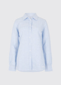 Chemise en lin à manches longues Butterfly - Blue