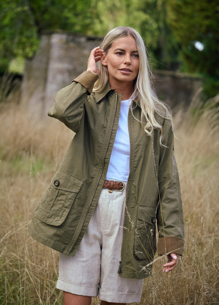 Veste utilitaire en coton ciré Delaney - Dusky Green