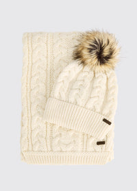Ensemble bonnet et écharpe tricotés Edenmore - Cream