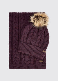 Ensemble bonnet et écharpe tricotés Edenmore - Damson