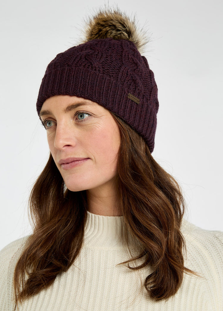 Ensemble bonnet et écharpe tricotés Edenmore - Damson