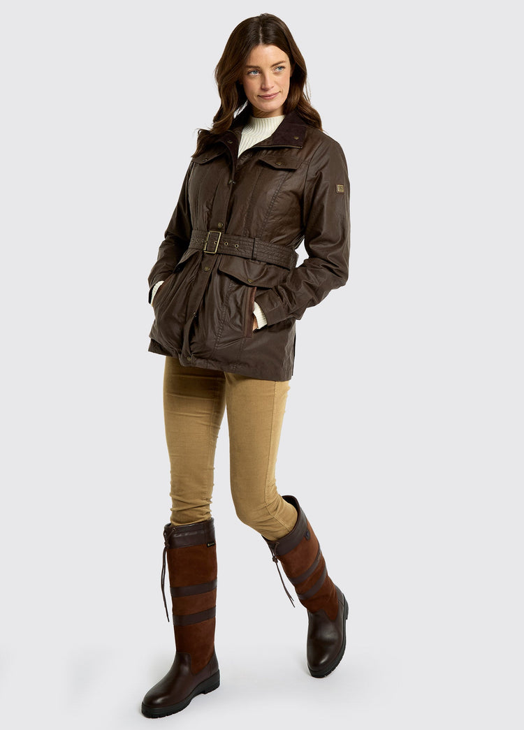 Veste en coton ciré avec ceinture Gandon - Cafe