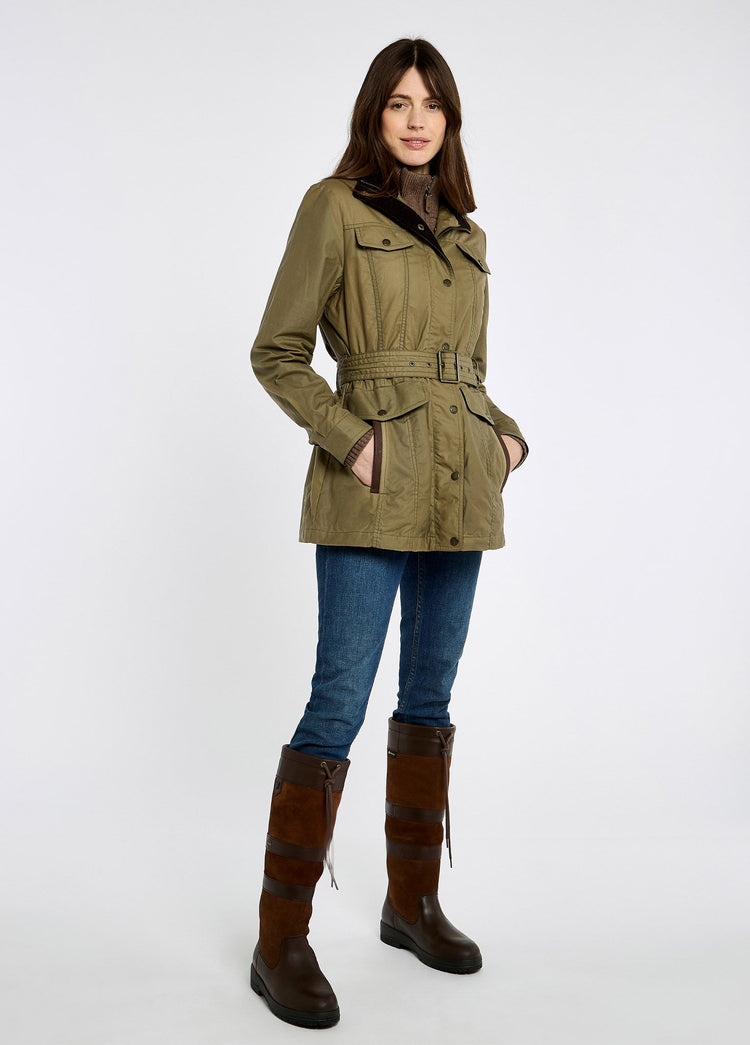 Veste en coton ciré avec ceinture Gandon - Golden Khaki