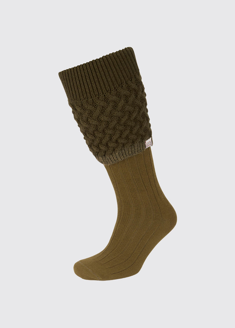 Chaussettes à mailles torsadées Grange - Olive