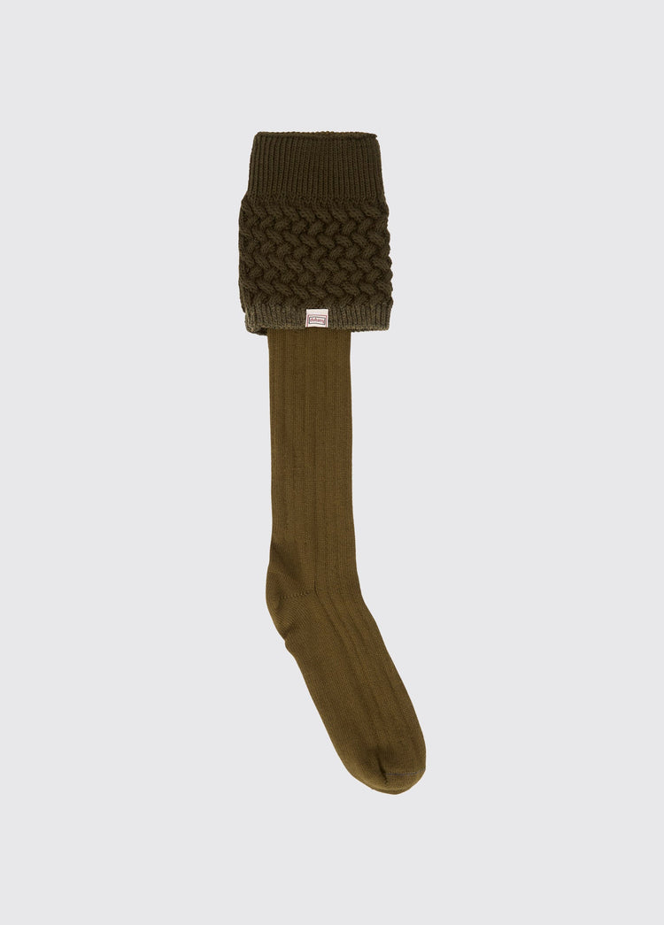 Chaussettes à mailles torsadées Grange - Olive