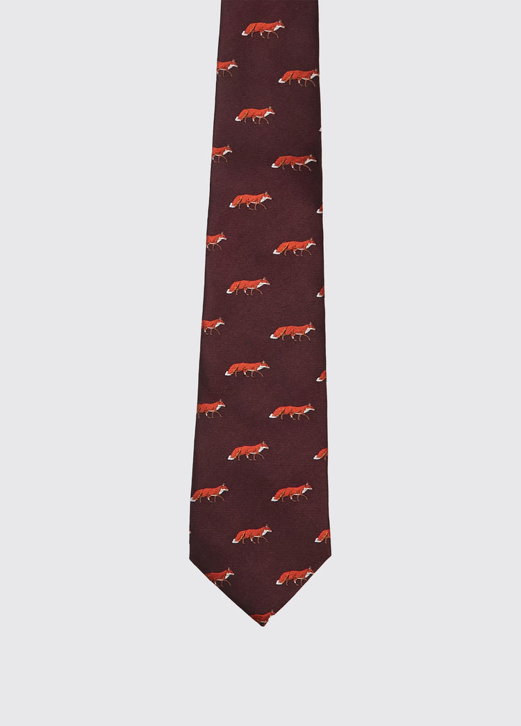 Cravate  100 % soie tissée avec motif renard Kavanagh - Merlot