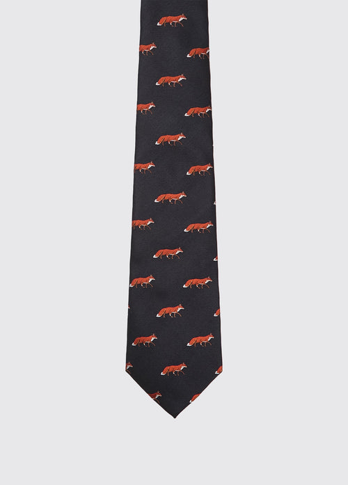 Cravate  100 % soie tissée avec motif renard Kavanagh - Navy