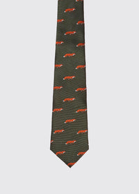 Cravate  100 % soie tissée avec motif renard Kavanagh - Olive