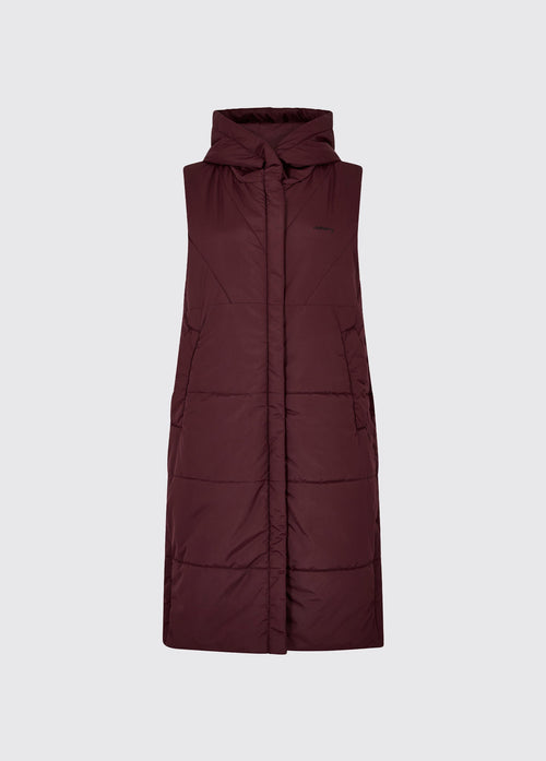 Veste longue matelassée sans manche Ryan Femme - Ox Blood