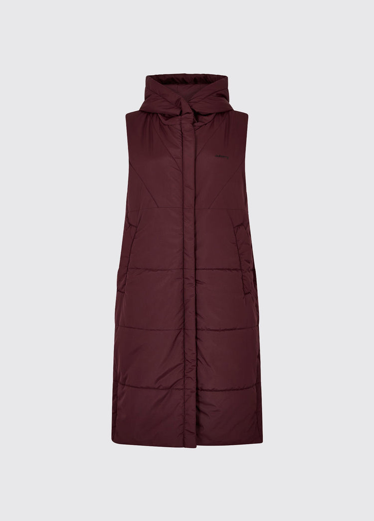 Veste longue matelassée sans manche Ryan Femme - Ox Blood