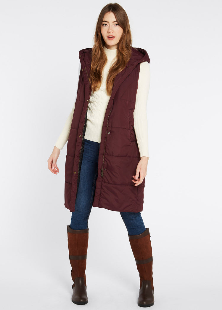 Veste longue matelassée sans manche Ryan Femme - Ox Blood