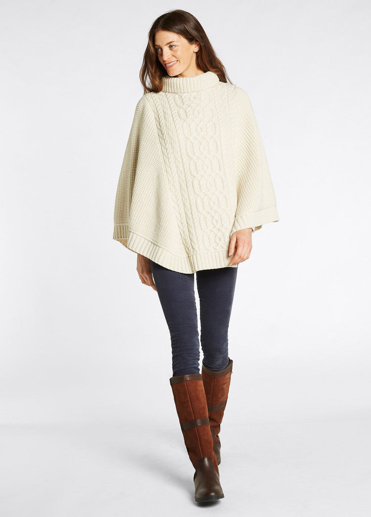 Poncho en laine Mérinos Femme Kilronan - Cream