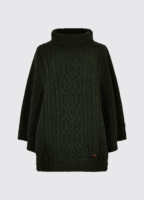 Poncho en laine Mérinos Femme Kilronan - Olive