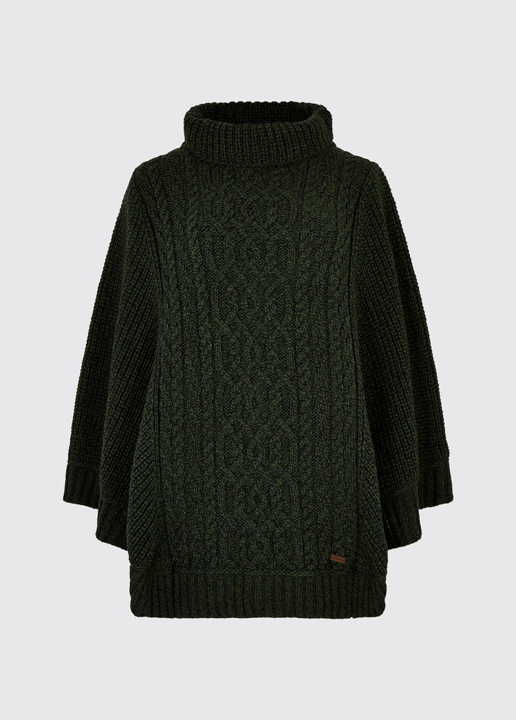 Poncho en laine Mérinos Femme Kilronan - Olive