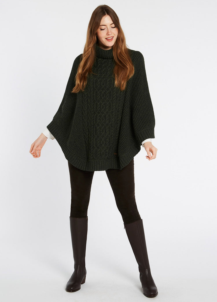 Poncho en laine Mérinos Femme Kilronan - Olive