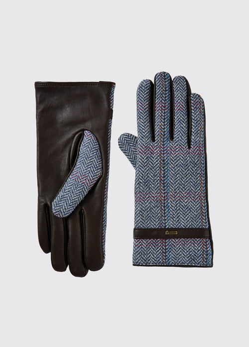 Gants en cuir et tweed Ballycastle - Denim Haze