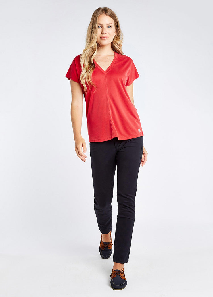 Laragh V-Neck Top - Cardinal