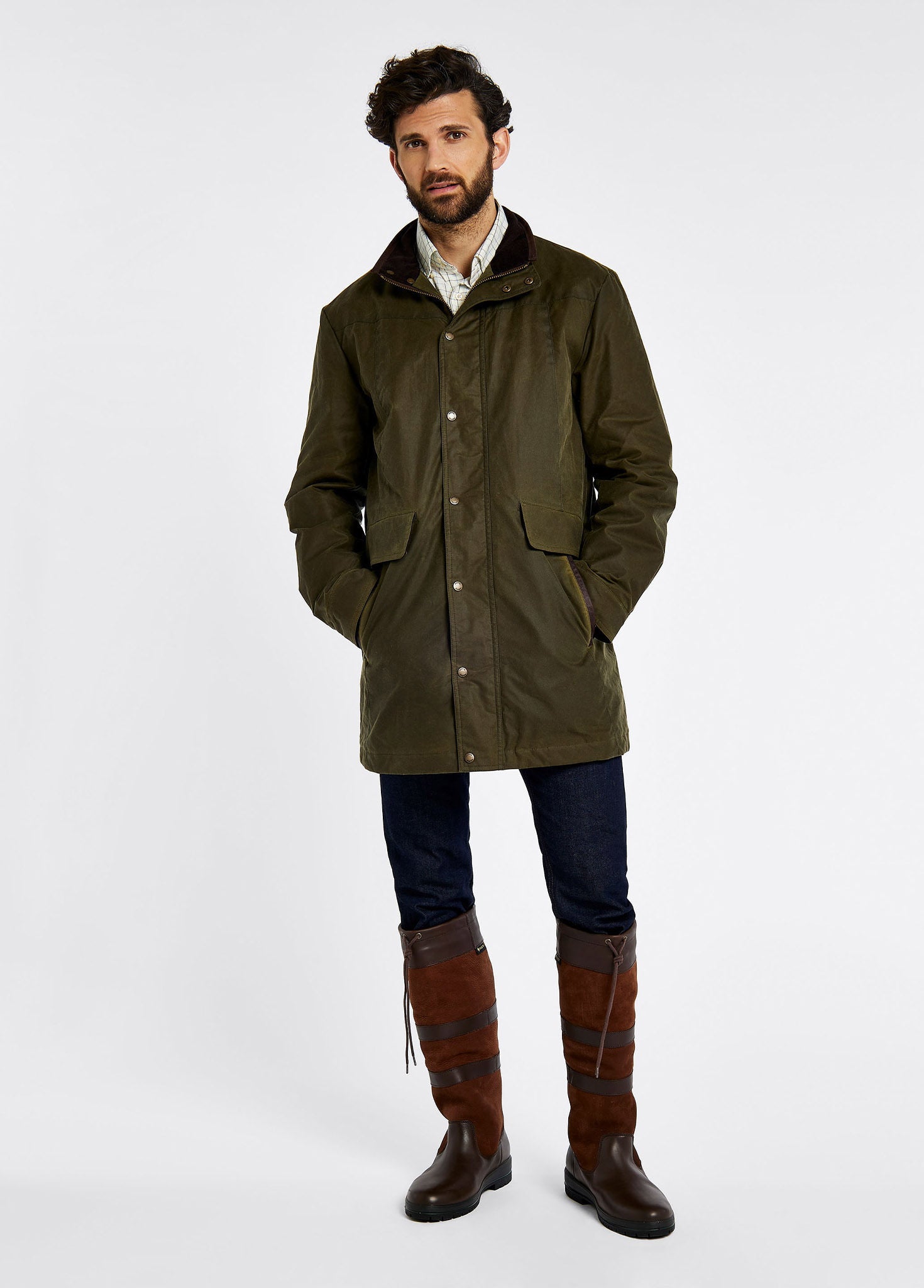 Chalkhill Men s Long Wax Jacket Fennel