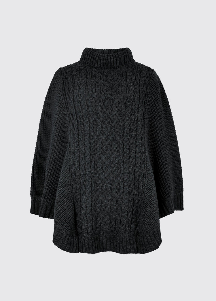 Poncho en laine Mérinos Femme Kilronan - Charcoal